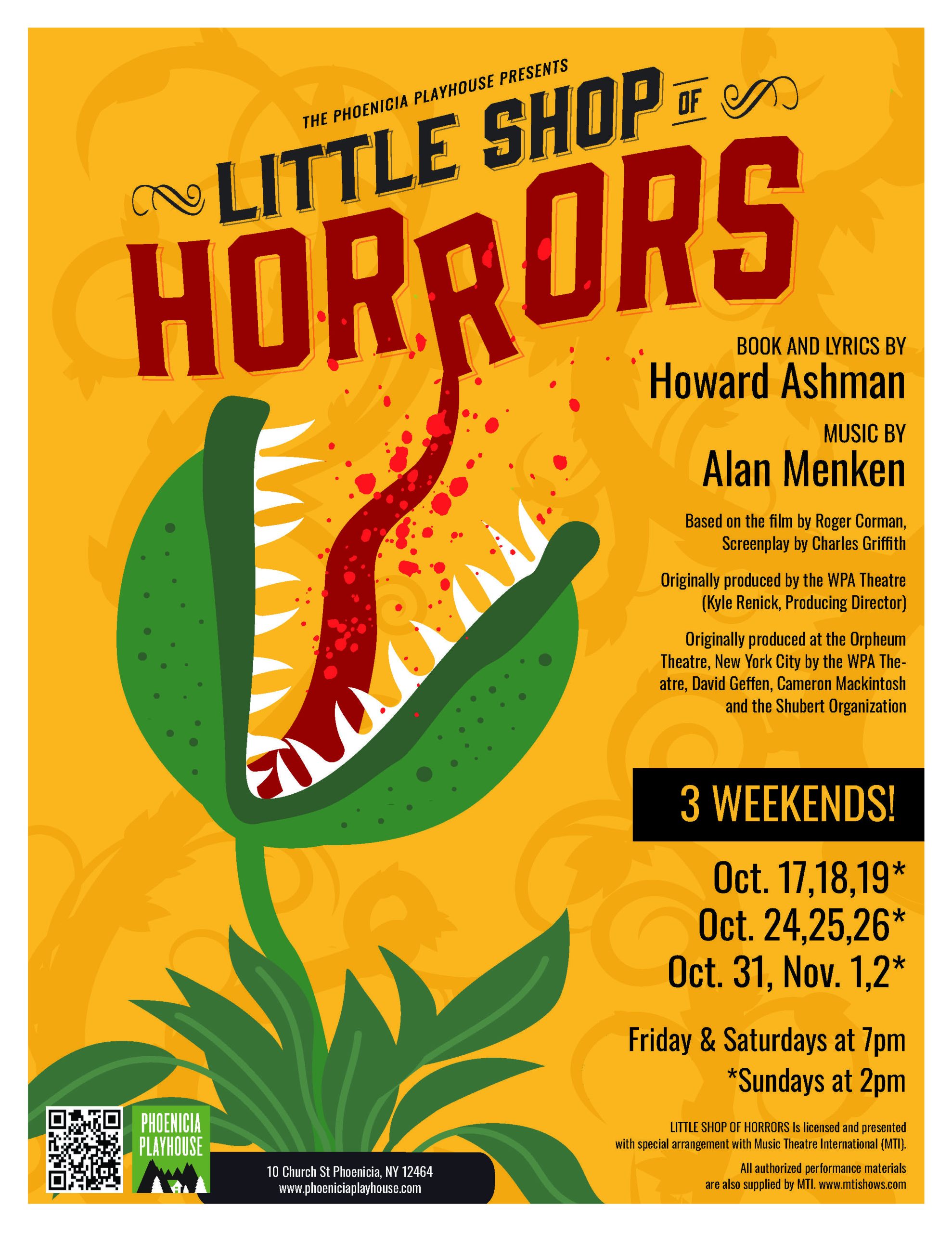littleshop-poster_letter-size Poster for Little Shop of Horrors at Phoenicia Playhouse
